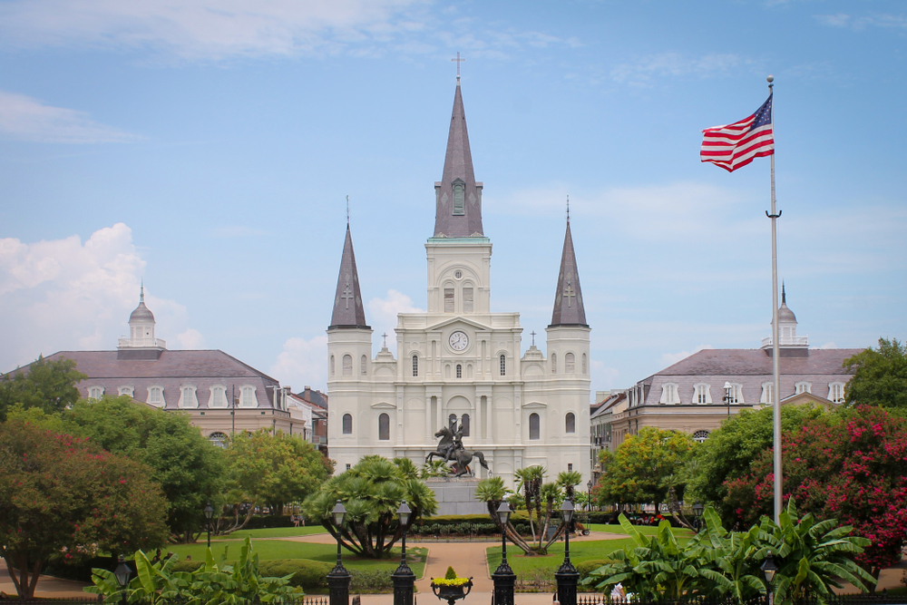 St. Louis Cathedral and Jackson Square in the French Quarter in New Orleans