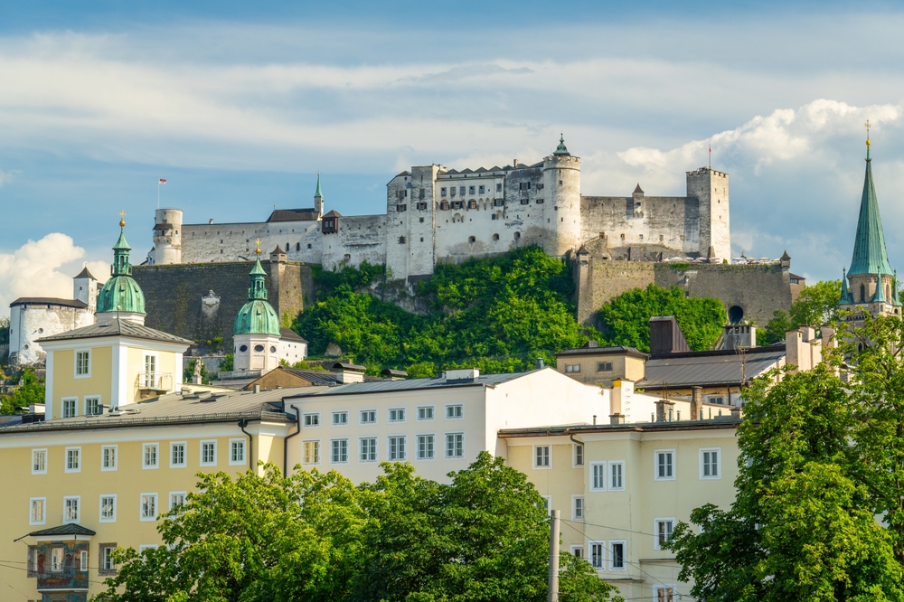 Salzburg's Old Town with Hohensalzburg Fortress and the Salzach