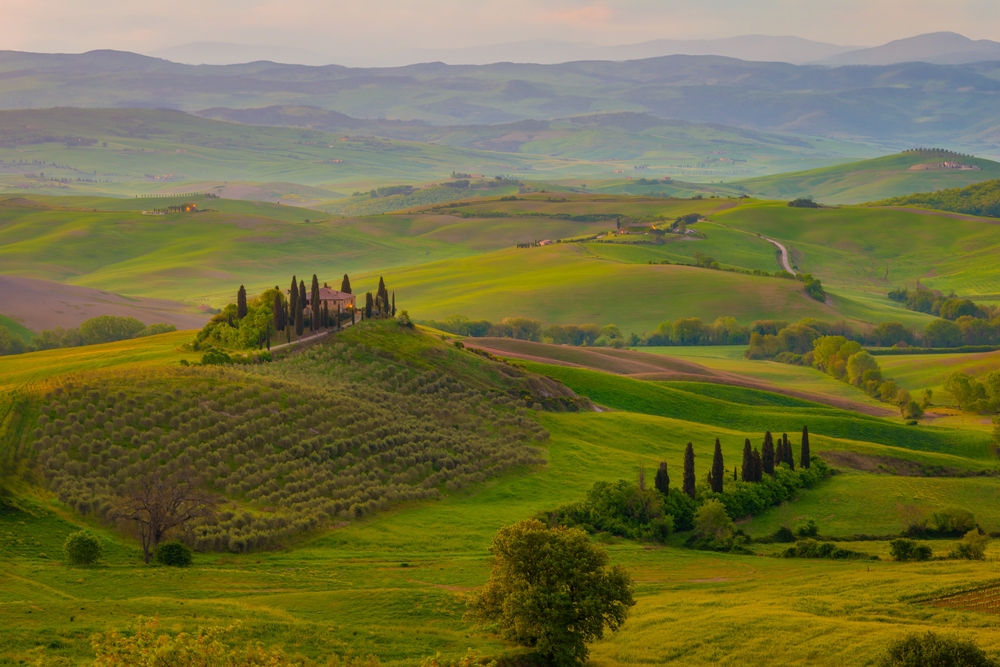 Rolling green hills in Tuscany