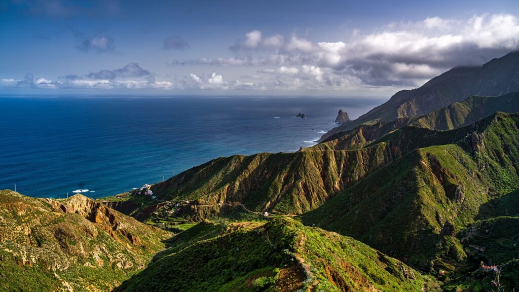 Aerial view of the Anaga Mountains and a green valley