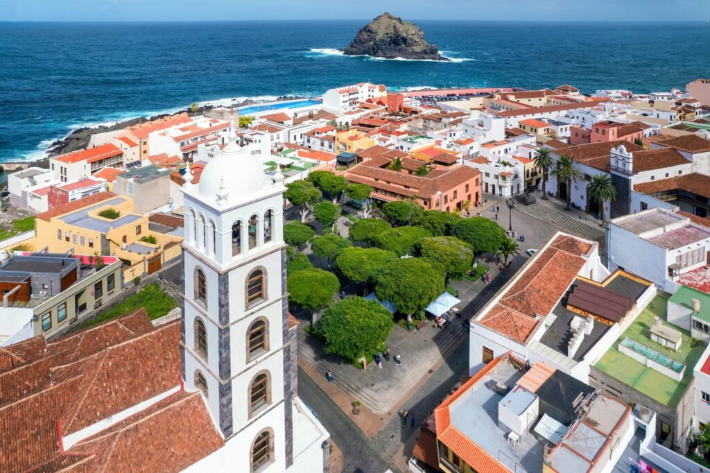 Aerial view of Garachico with Plaza de la Libertad