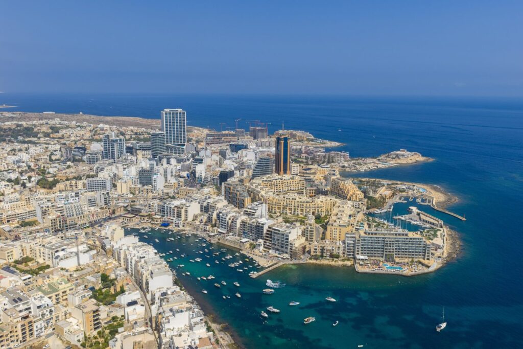 Aerial view of Sliema's waterfront