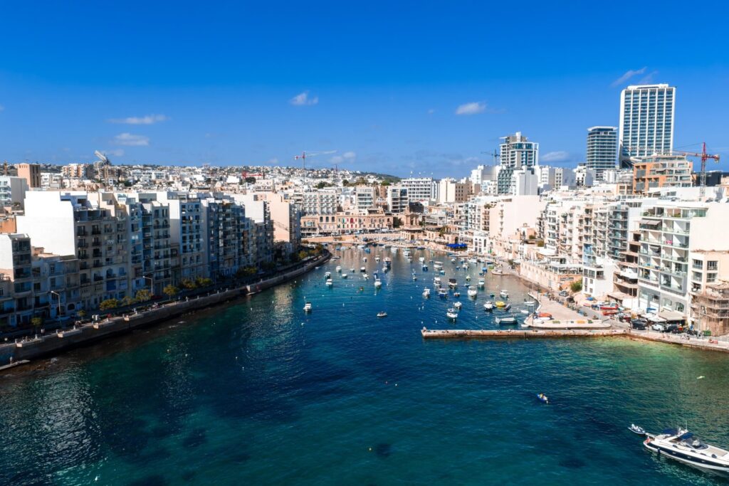 Aerial view of Spinola Bay in St. Julian's
