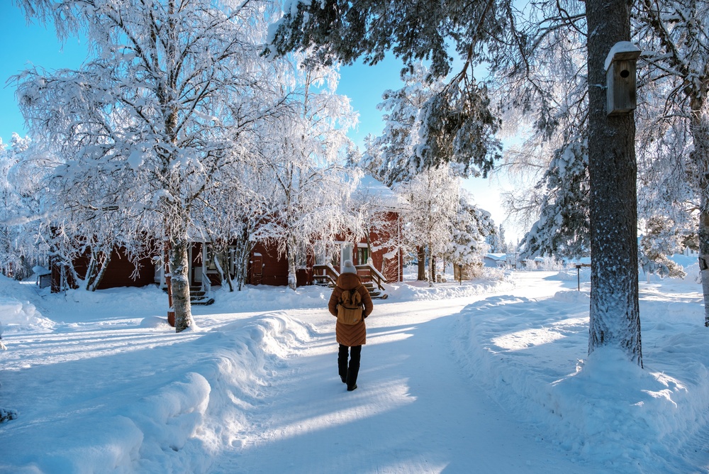 Snow over the village of Äkäslompolo in Ylläs, Lapland