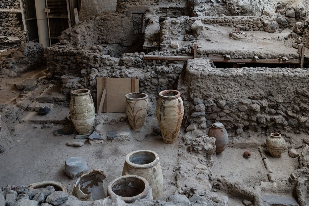 the Akrotiri excavation under its roof