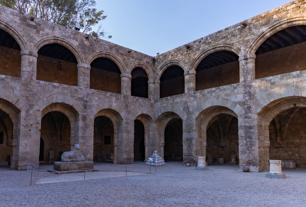 The courtyard of the Archaeological Museum in Rhodes Town