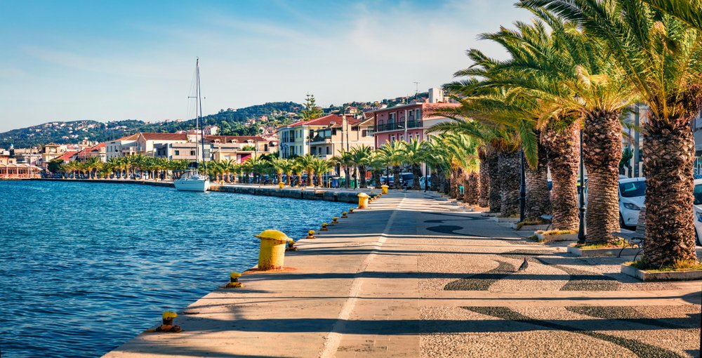 Argostoli, the capital of Kefalonia, on the bay