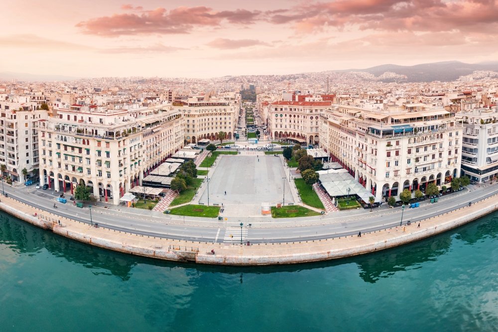 Aristotelous Square in Thessaloniki looking down towards the sea