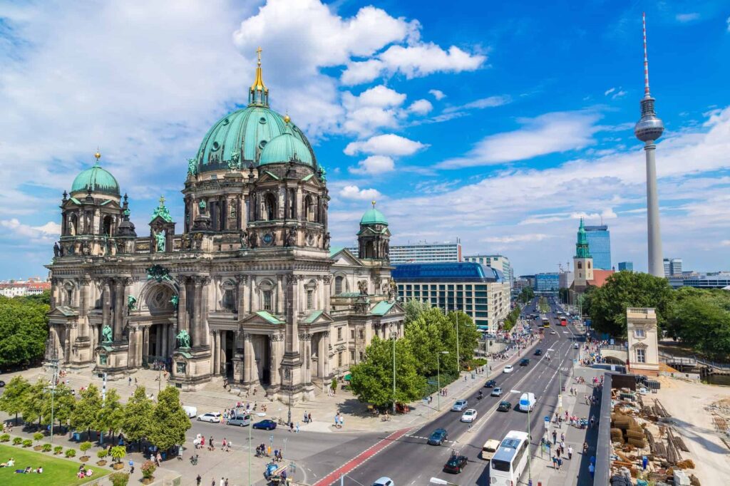 Berlin Cathedral on Museum Island with the TV Tower in the background in Berlin
