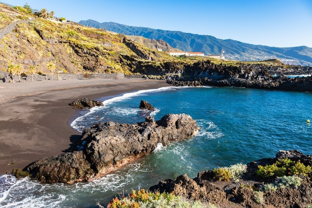 Black sand beach in Los Cancajos on La Palma