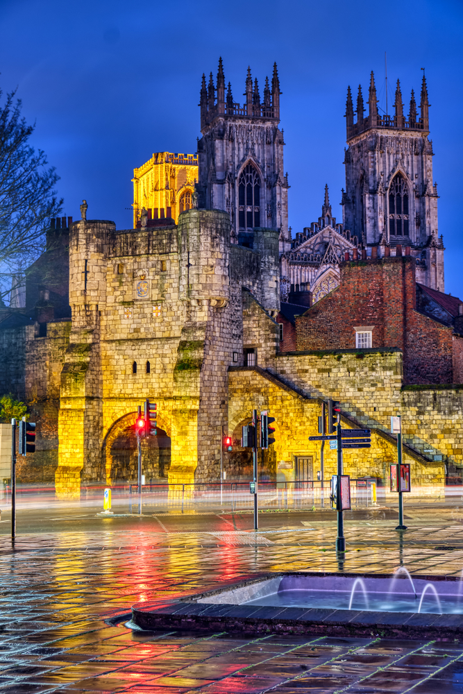 The Bootham Bar city gate with York Minster behind it