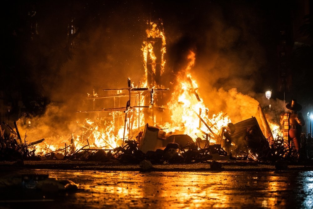 The burning of the Fallas figures in Valencia