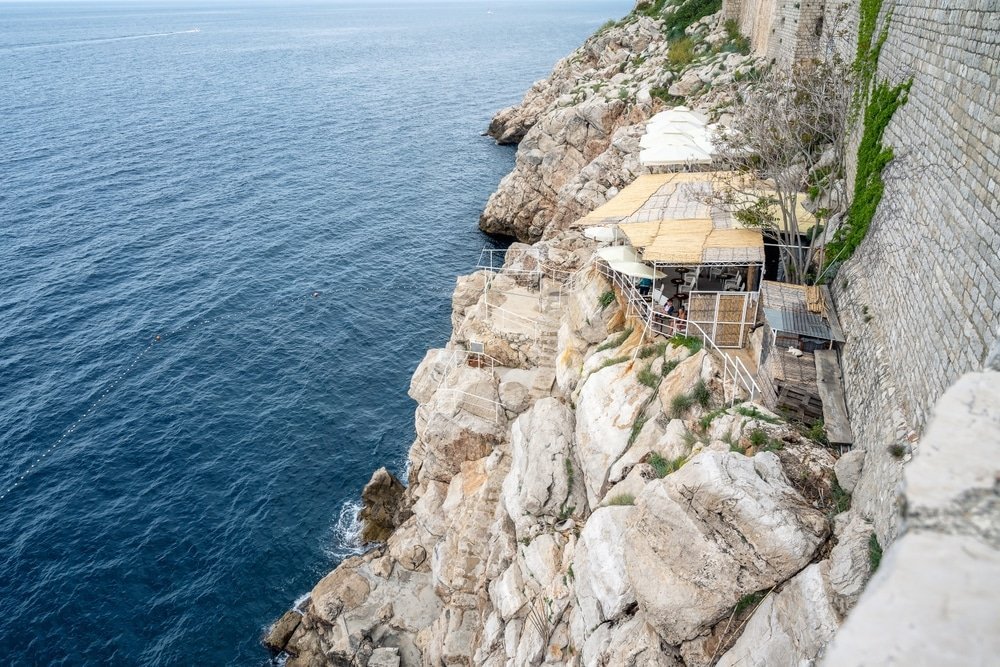 Buža bar on the rocks outside the city walls in Dubrovnik