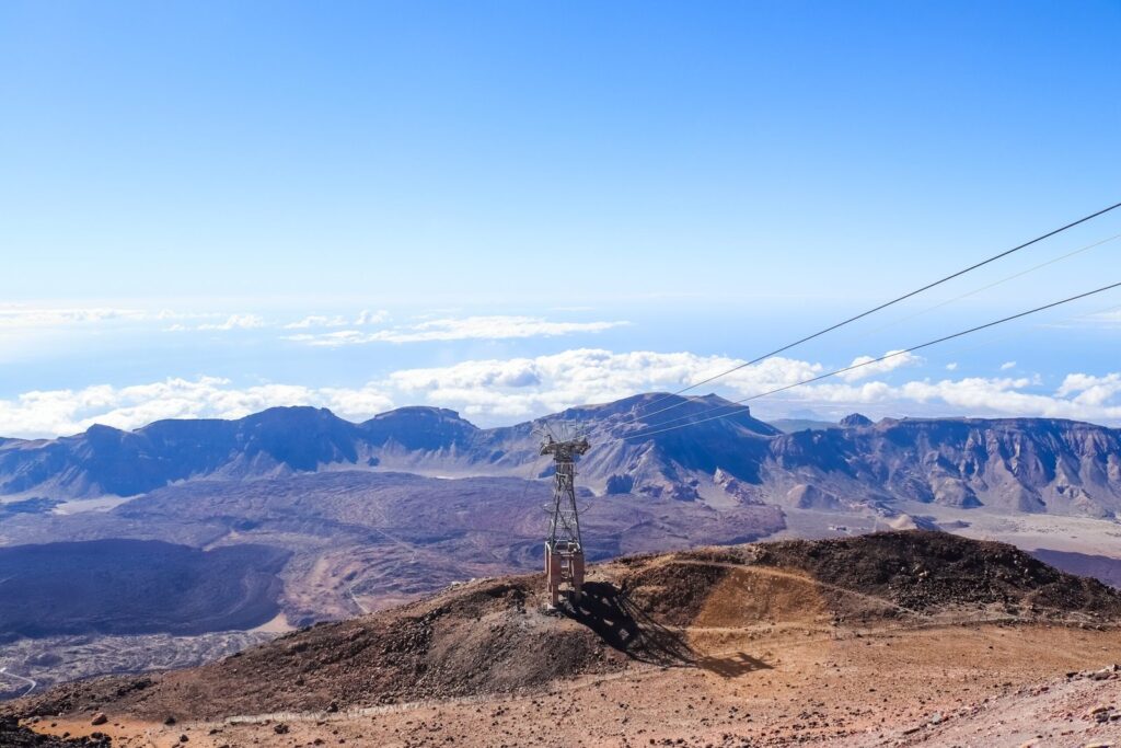 Cable car cabin on its way up Teide