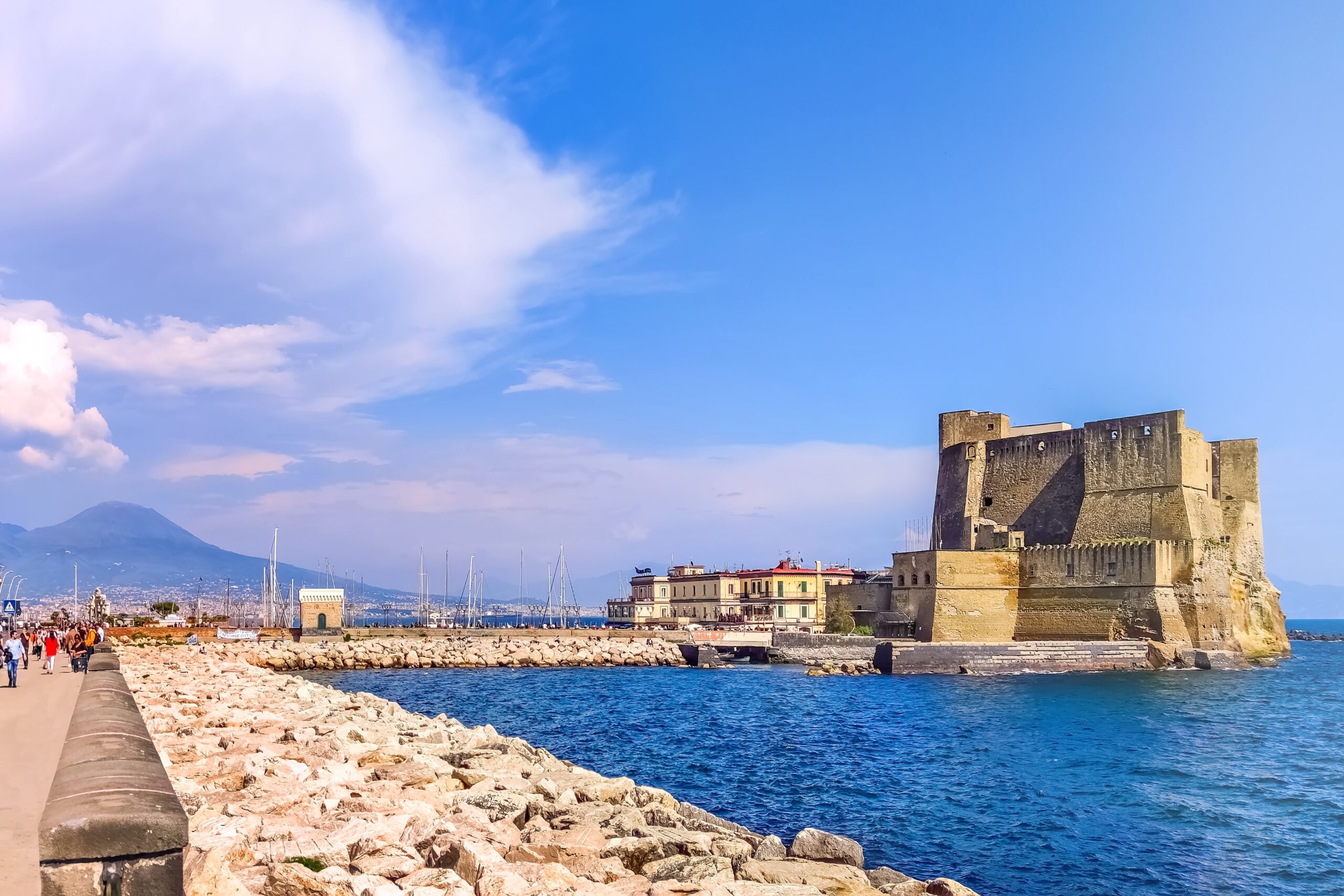Castel dell'Ovo with Vesuvius in the background