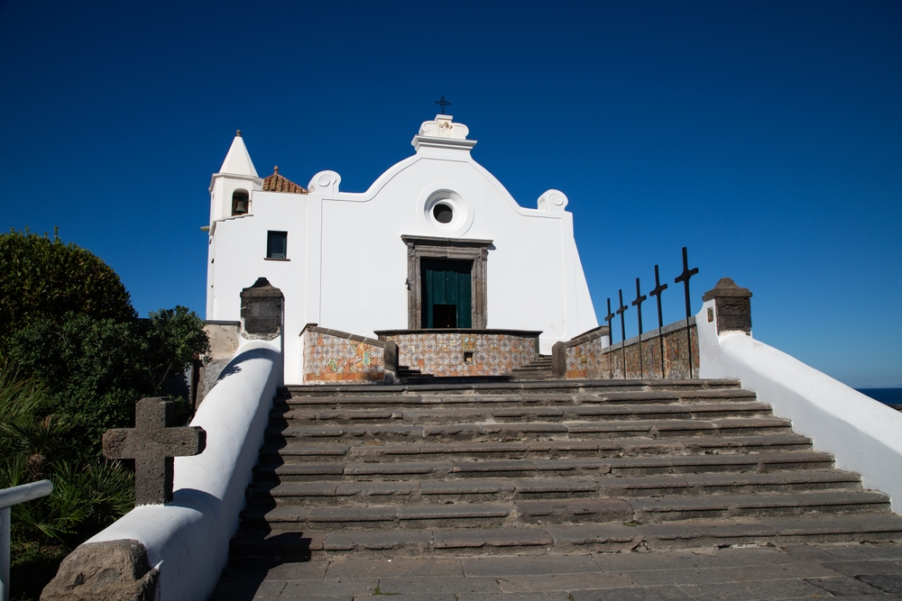 Where to Stay on Ischia? The 6 Best Areas & Places to Stay 6 The white church Chiesa del Soccorso in Forio on Ischia