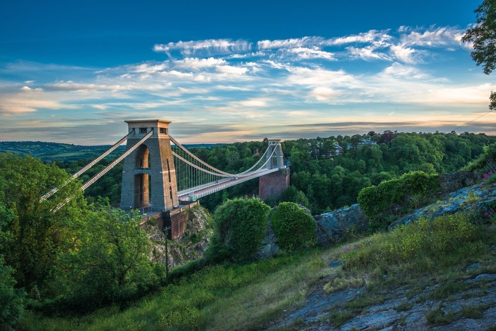 Clifton Suspension Bridge over the Avon Gorge by Clifton Village in Bristol