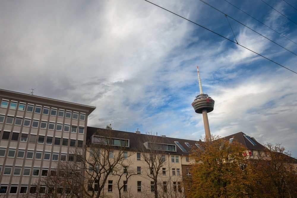 The Colonius TV tower seen from a street in Ehrenfeld, Cologne
