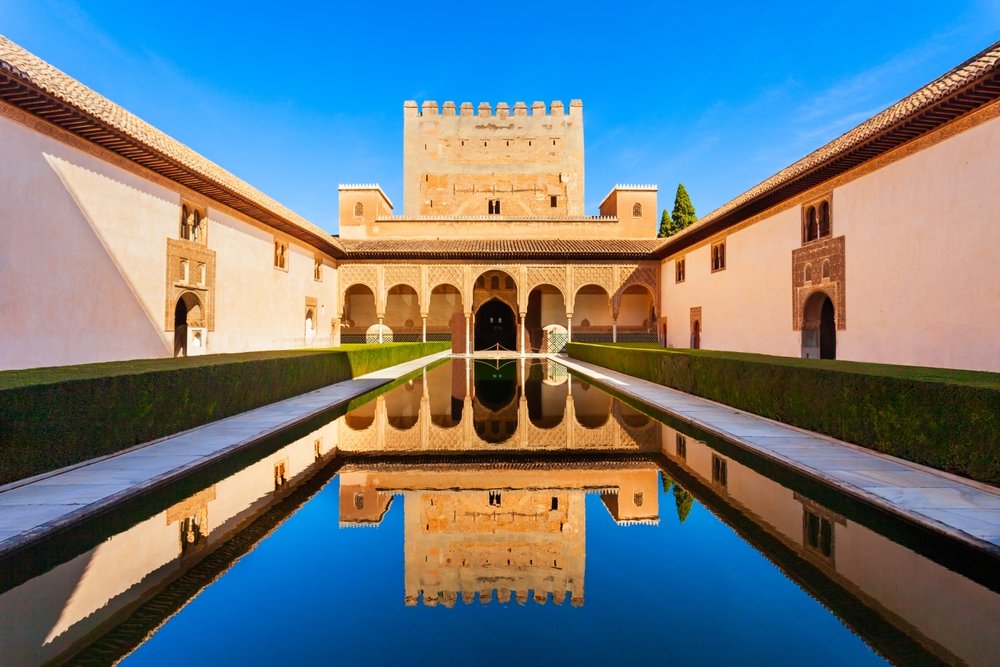 The Court of the Myrtles in the Comares Palace at the Alhambra in Granada