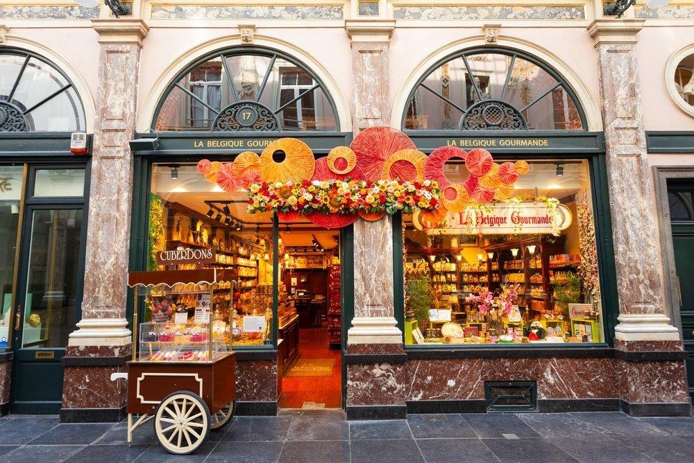 The covered Galeries Royales Saint-Hubert arcade in Brussels