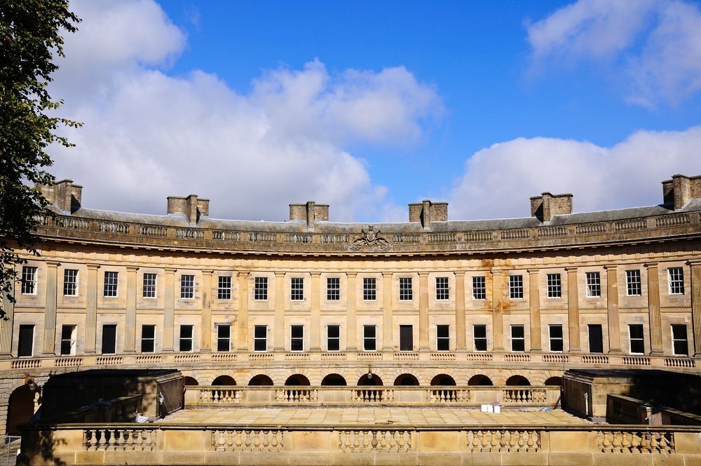 The crescent-shaped building The Crescent in the spa town of Buxton