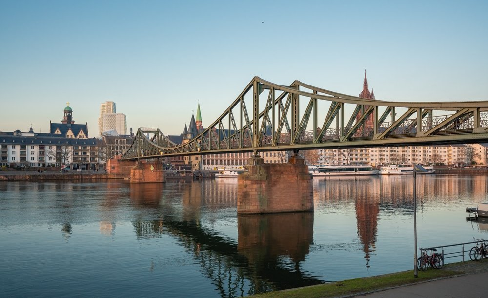 The Eiserner Steg iron footbridge over the Main in Frankfurt