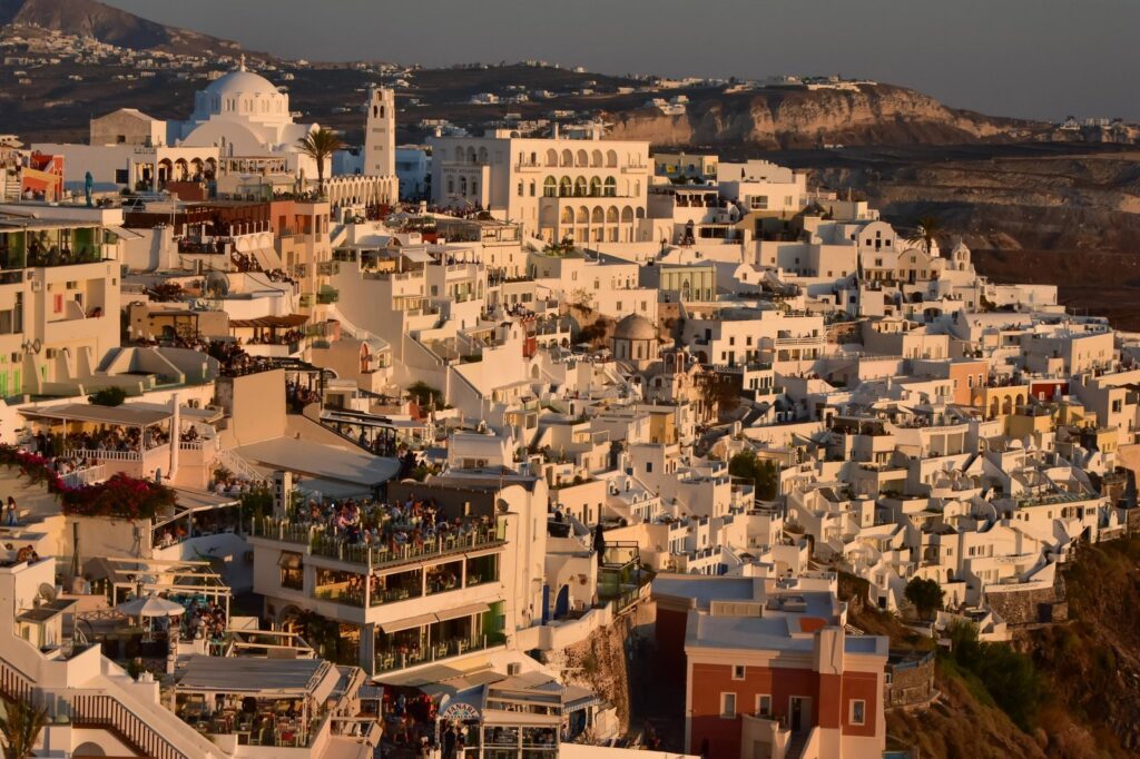 Fira on the edge of the caldera on Santorini
