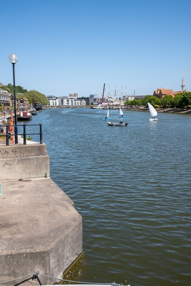 The Floating Harbour and quays at Harbourside in Bristol