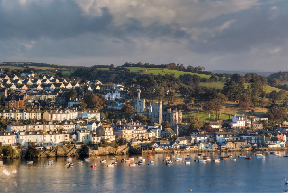 Fowey and its harbour seen from Polruan in Cornwall