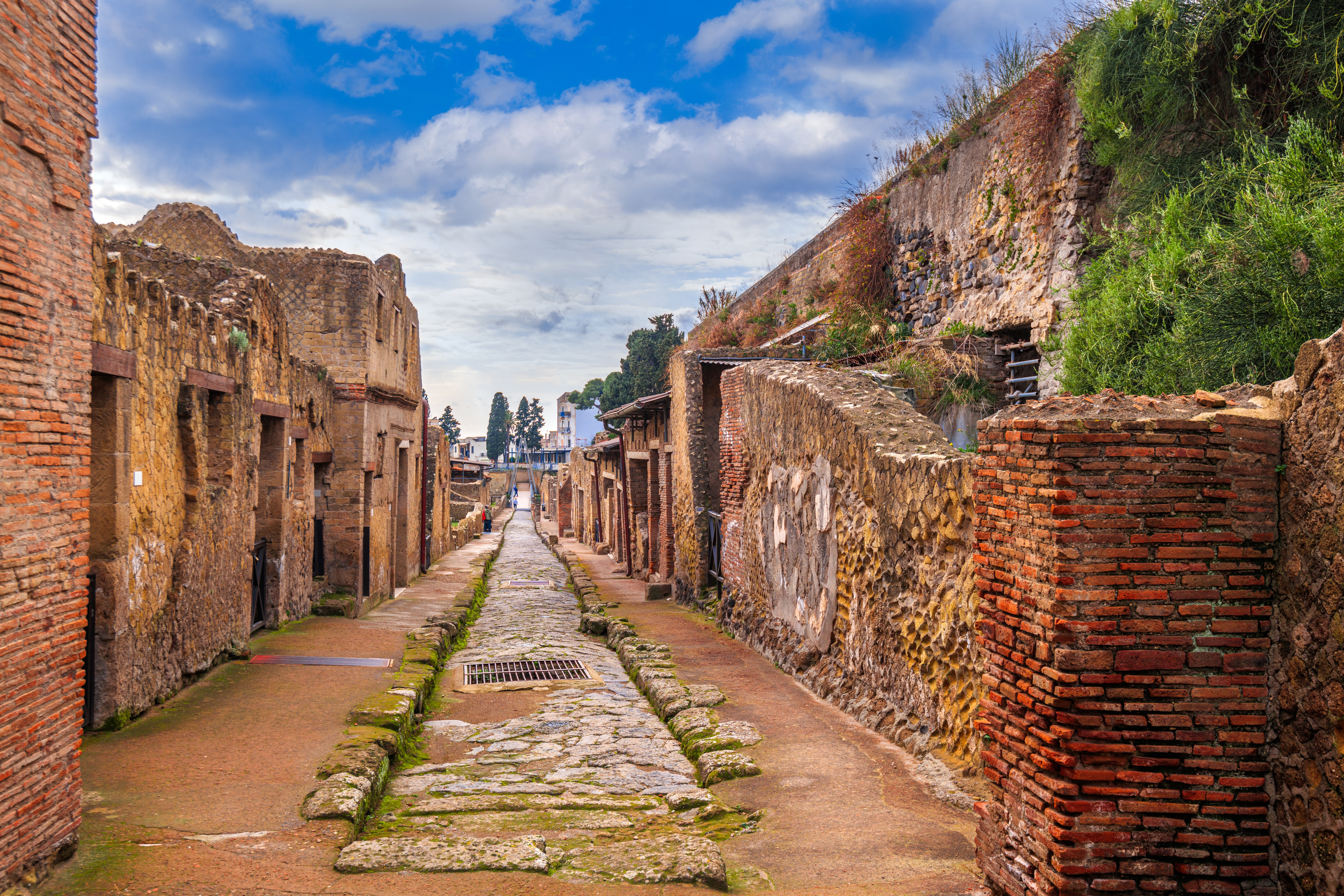 The excavations at Herculaneum with Ercolano behind