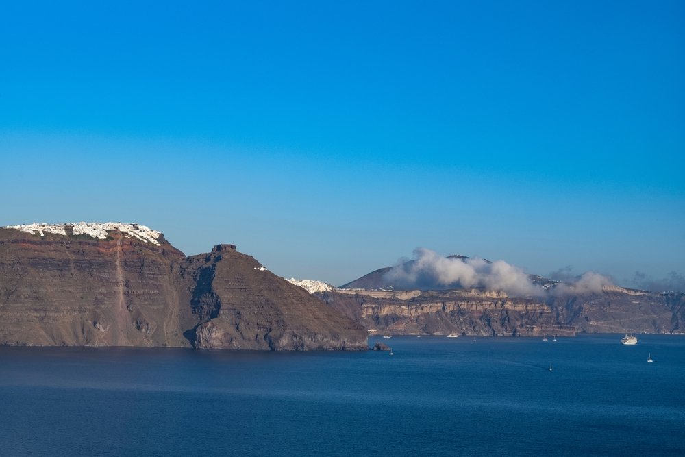 Imerovigli and Skaros Rock on the cliffs above the caldera