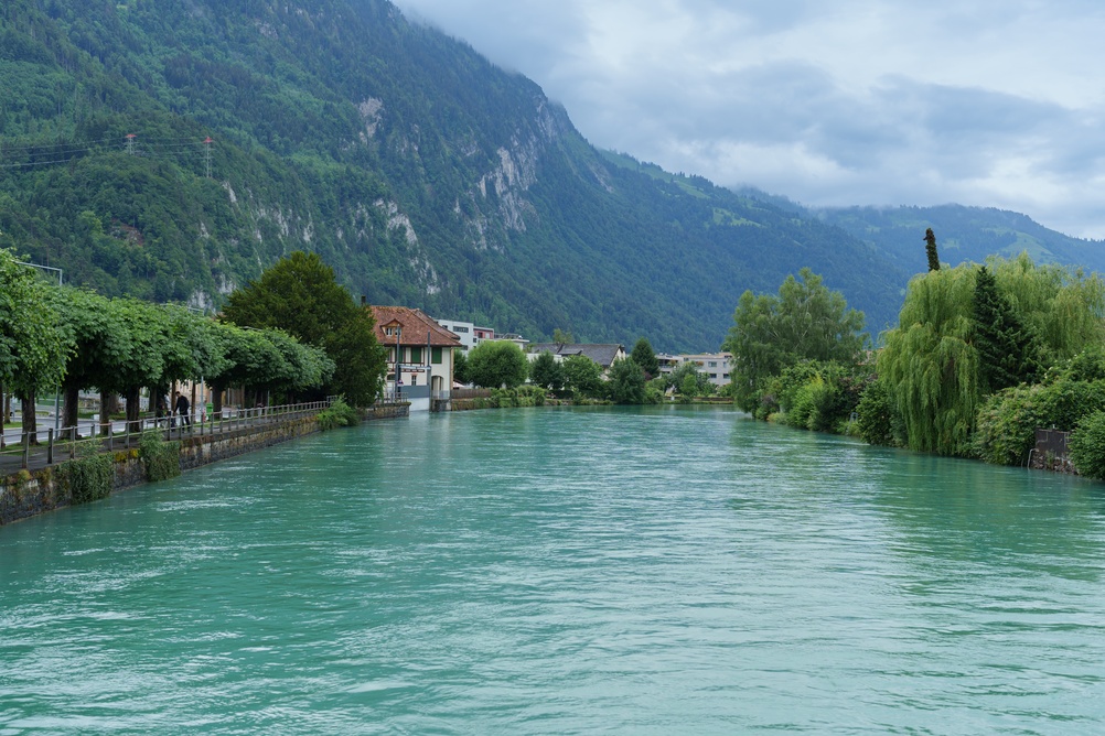 Interlaken West and the River Aare in Switzerland