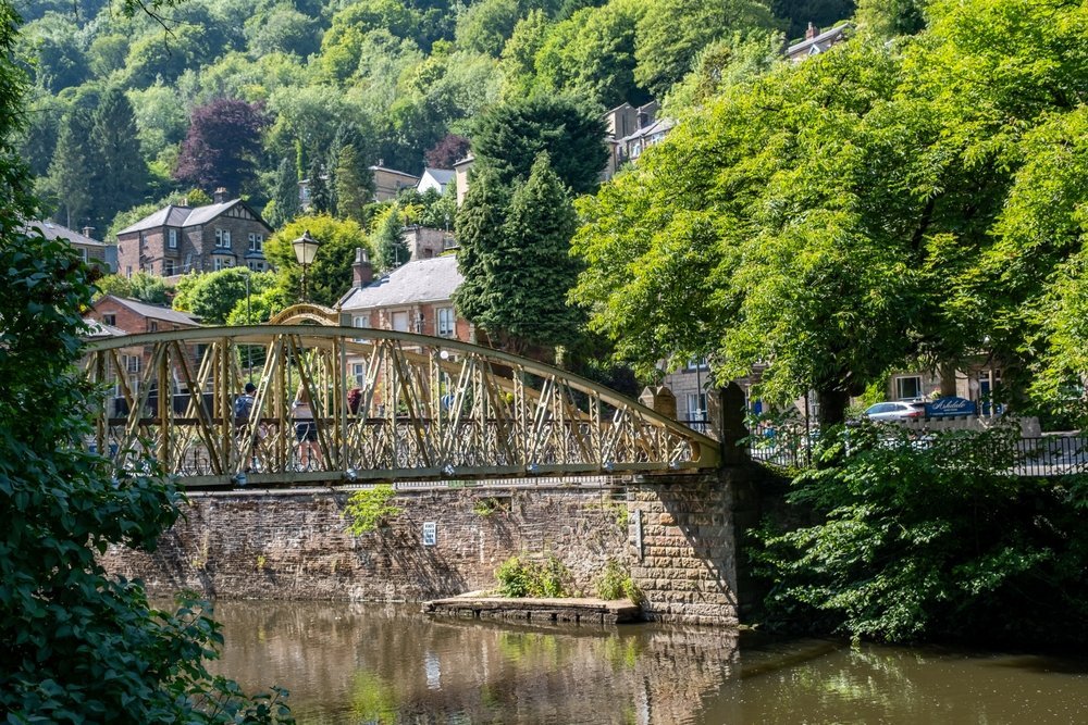 Jubilee Bridge over the River Derwent in Matlock Bath
