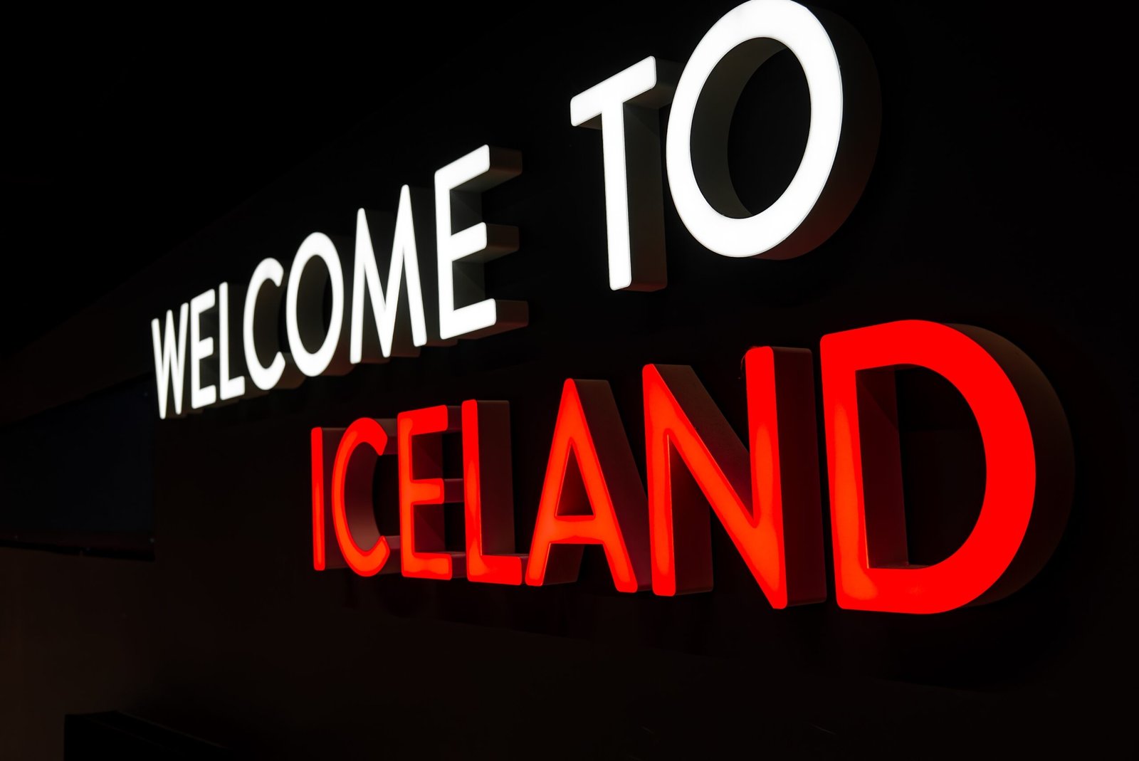 Skiltet Welcome to Iceland i Keflavík Lufthavn