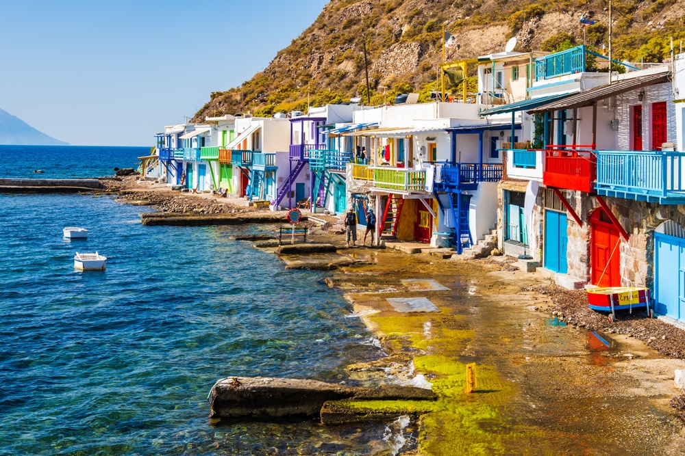 The colourful boathouses in Klima on Milos