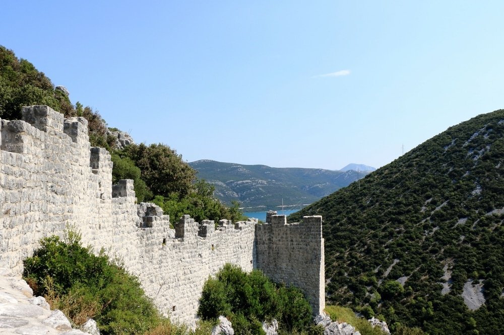 The long town walls of Ston, north of Dubrovnik
