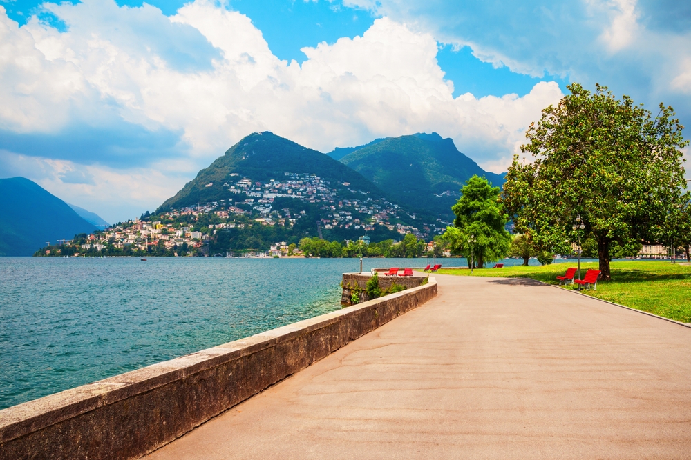 Lugano and Lake Lugano in southern Switzerland