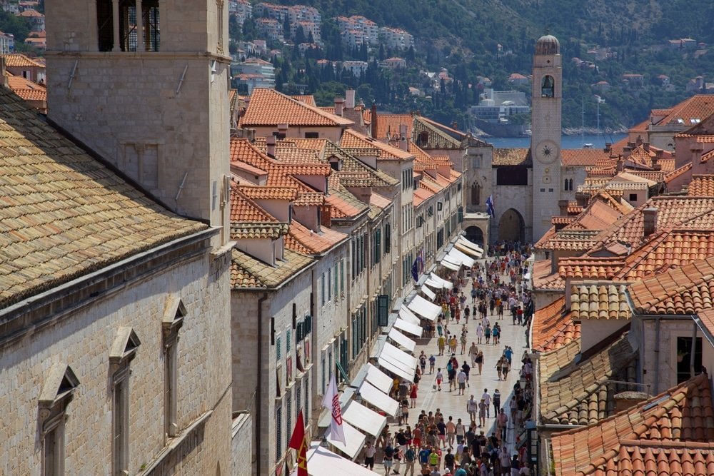 The main street Stradun in Dubrovnik's Old Town seen from the city walls