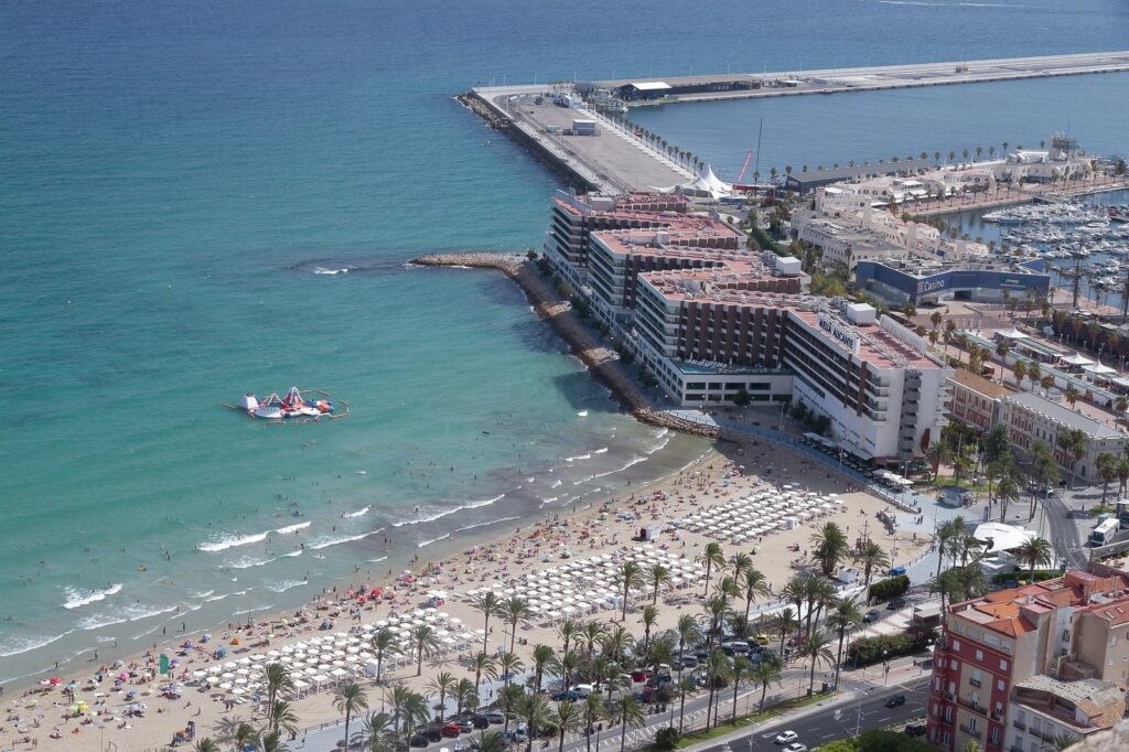 The marina and Postiguet beach in Alicante