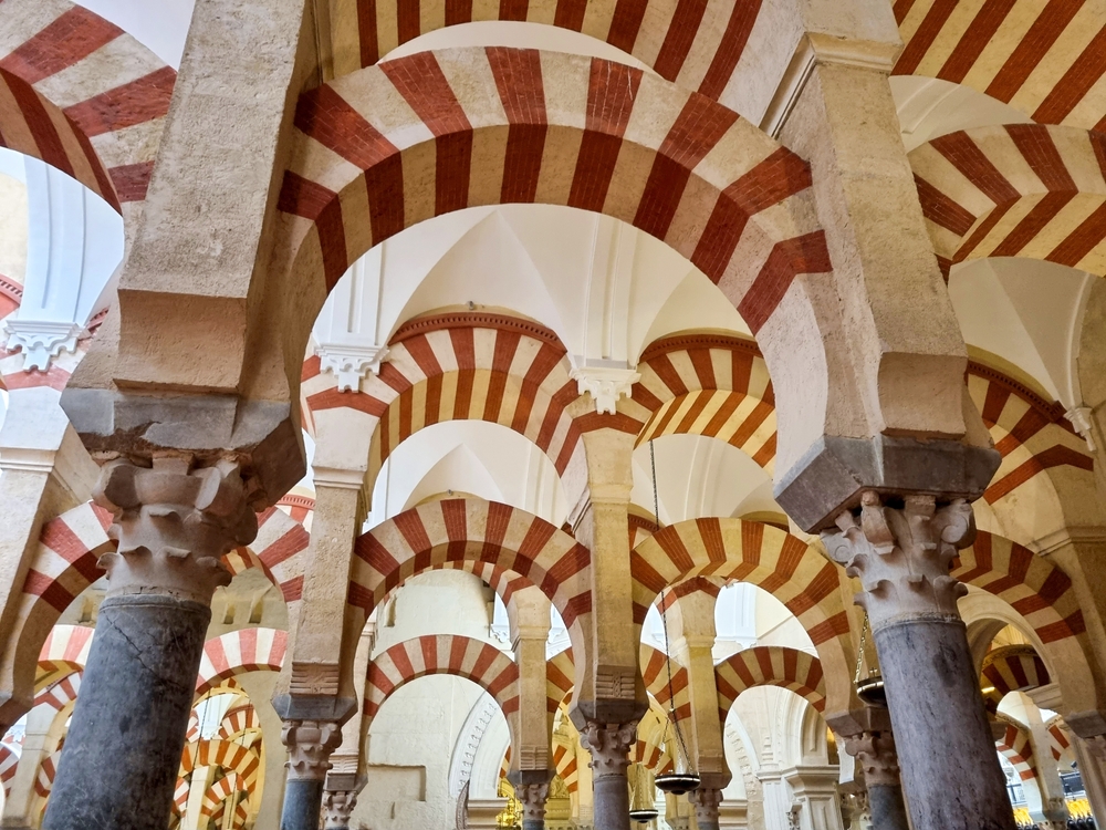 Arches and columns in the Mezquita in Córdoba