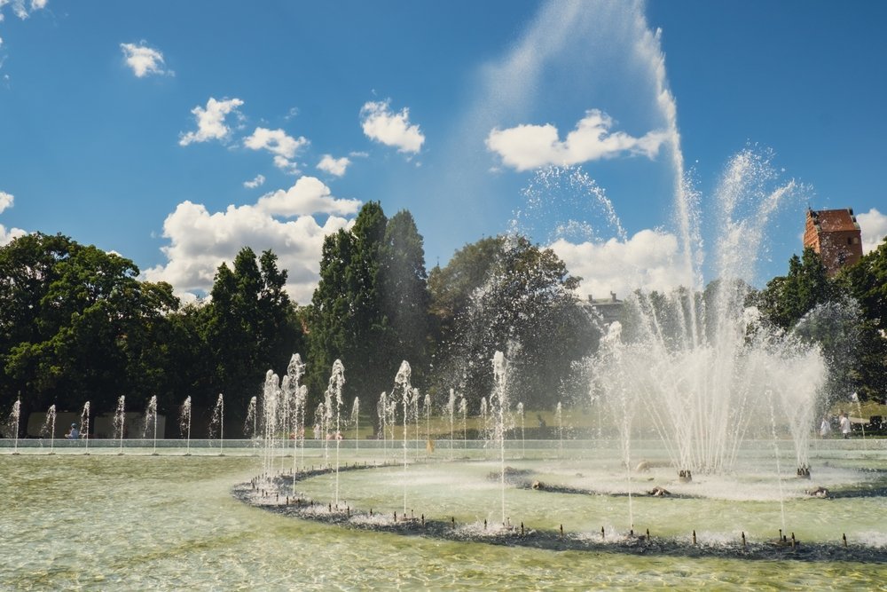 The Multimedia Fountain Park by the Vistula below the Old Town in Warsaw
