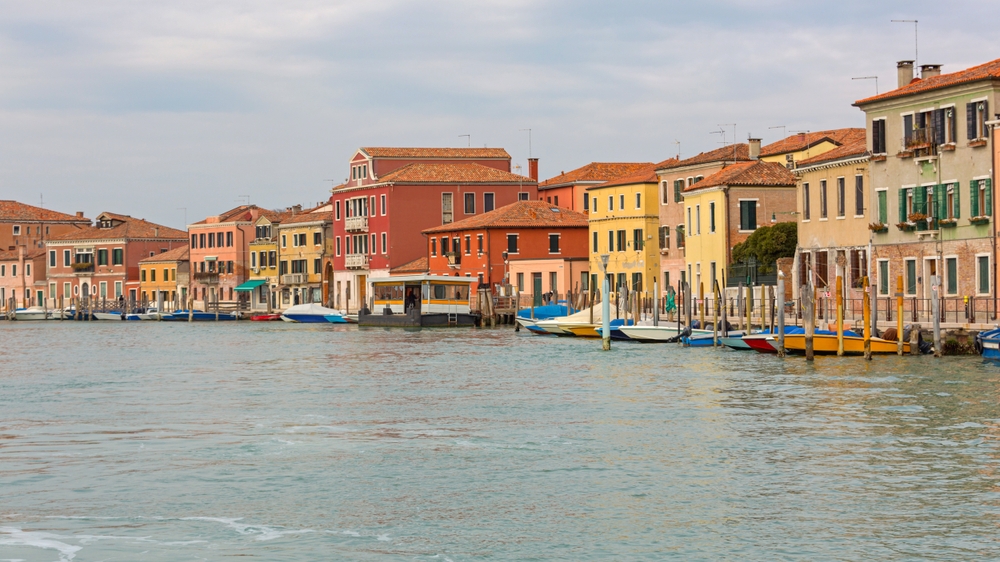 Colourful houses along a canal on Murano near Venice
