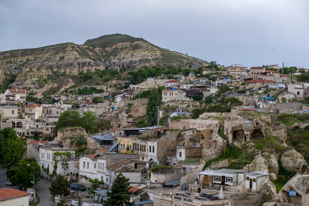Aerial view of the village of Mustafapaşa in Cappadocia