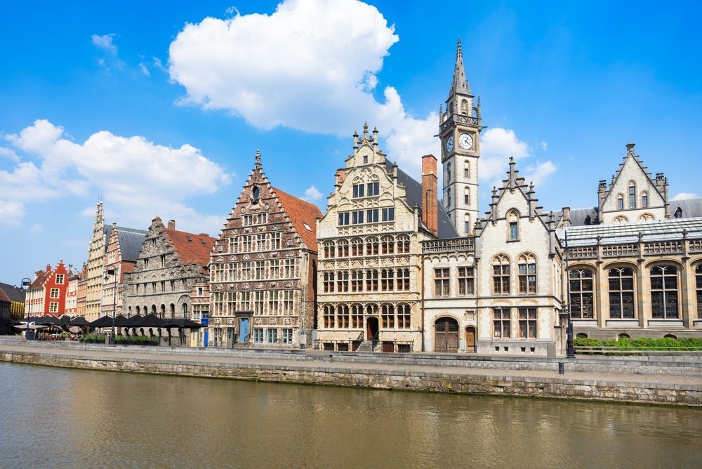 The old guildhalls along the Graslei in Ghent