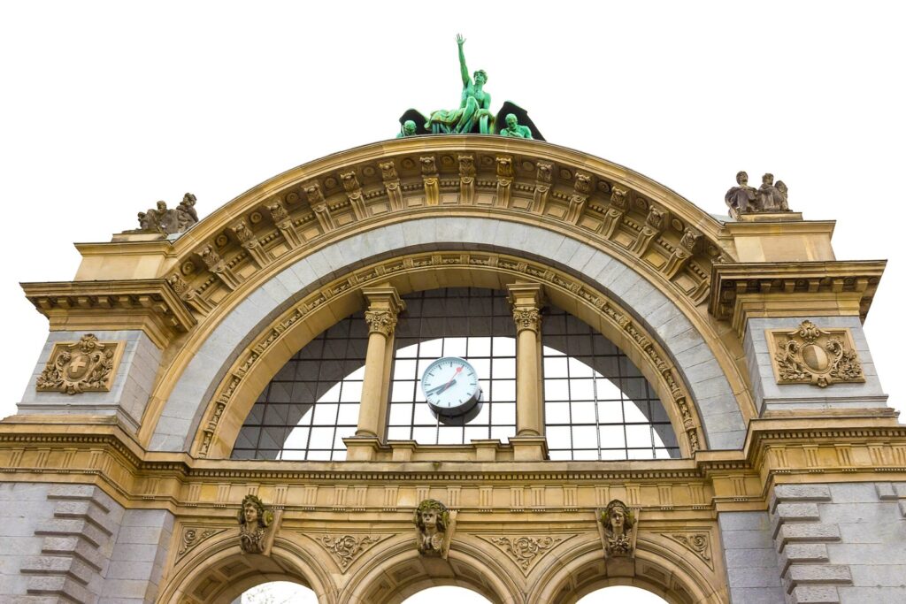 The old portal in front of the railway station in Lucerne
