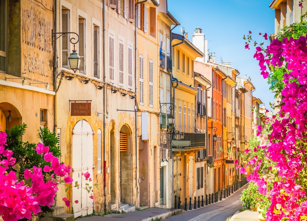 A street in the Old Town of Aix-en-Provence on a summer's day