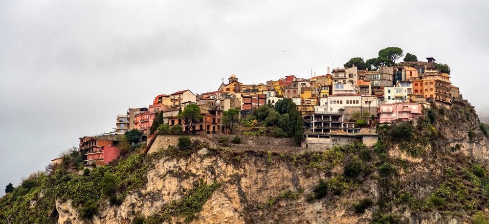 Panorama of the mountain village of Castelmola