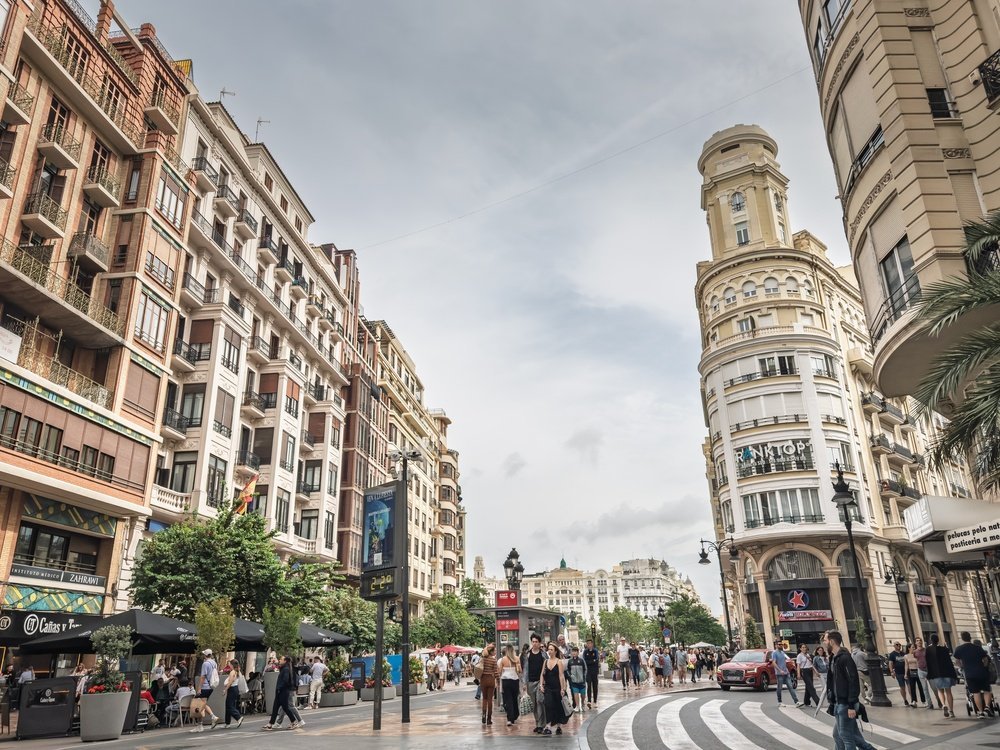 Plaza del Ayuntamiento in Valencia, a few minutes' walk from the bus terminus