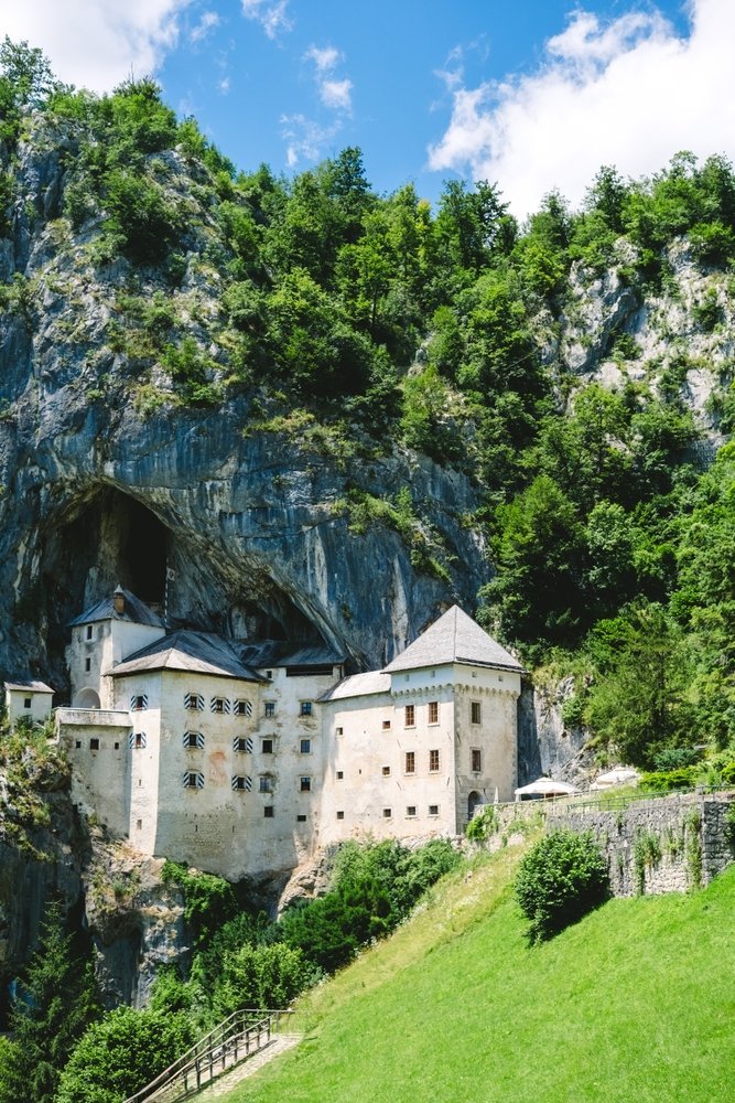 Predjama Castle built into the cliff face near Postojna