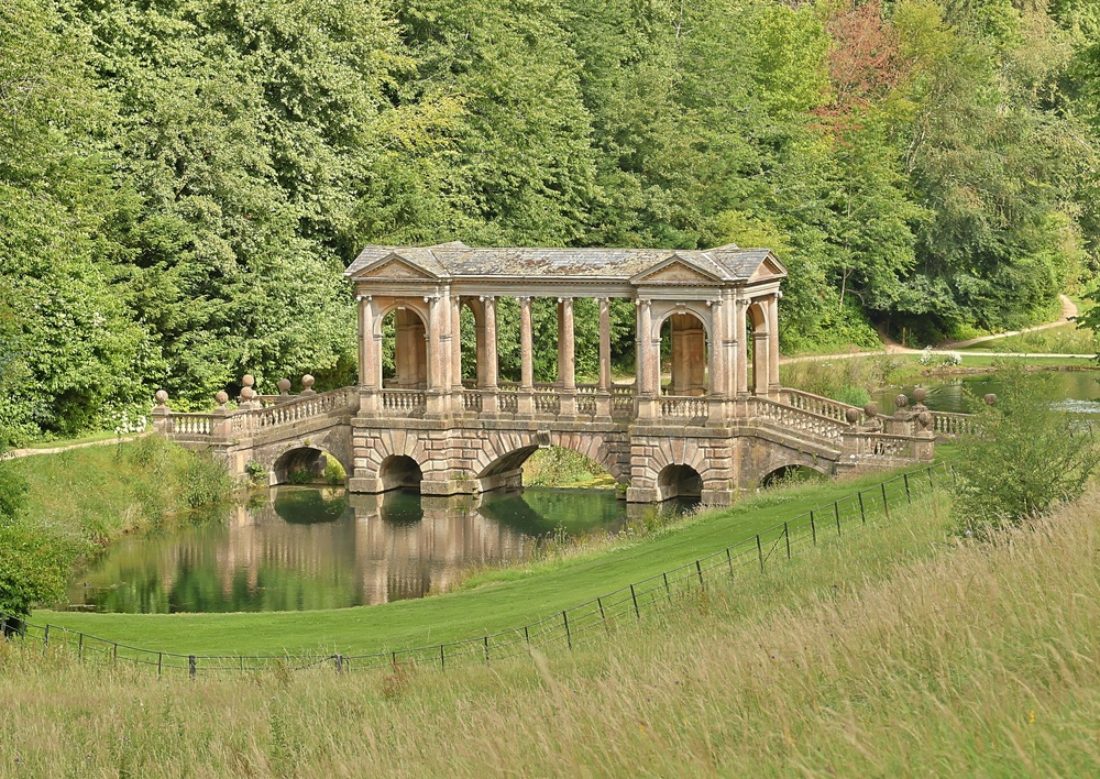 The Palladian bridge in Prior Park Landscape Garden, up the hill from Widcombe in Bath